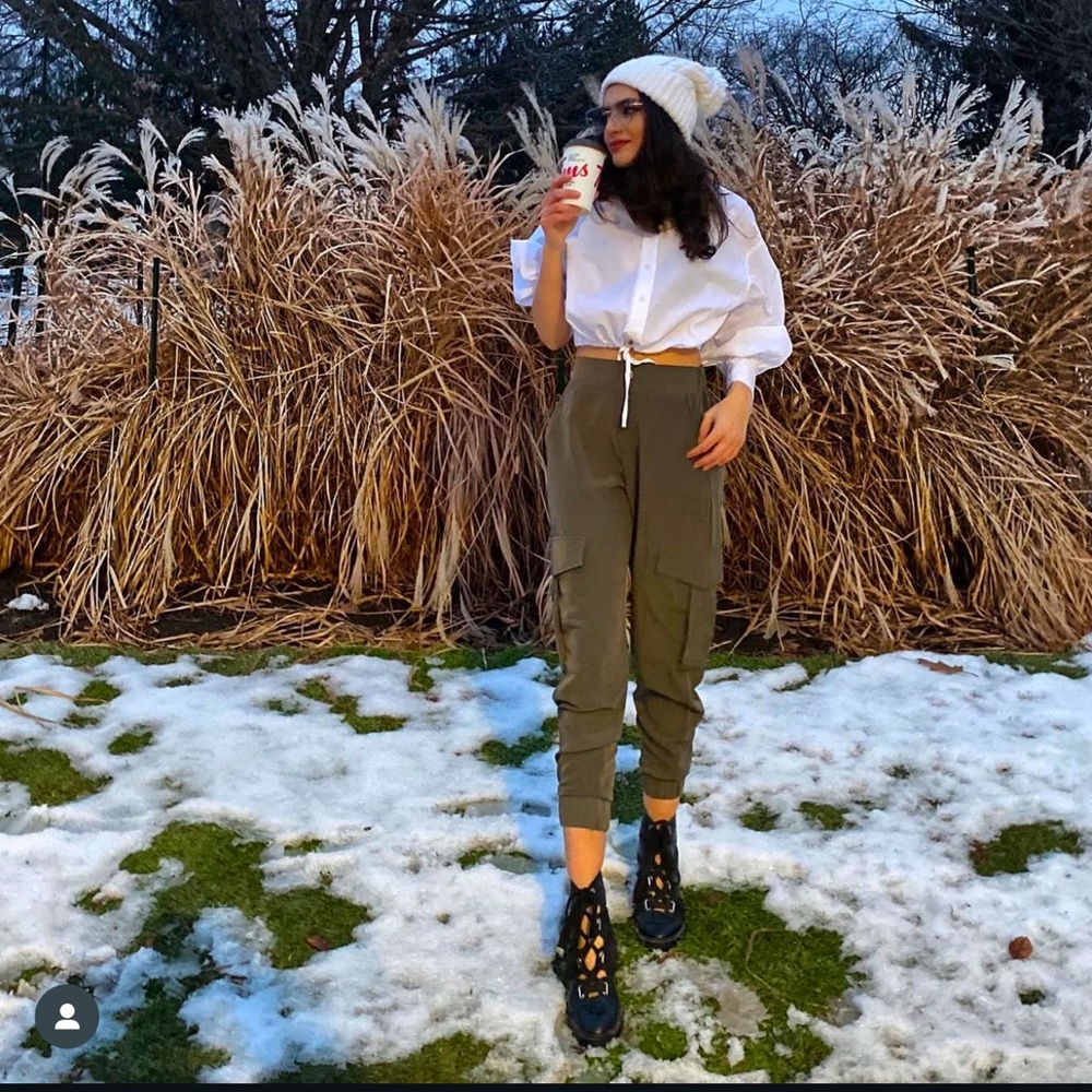 Dark Green Elastic Waist Zara Pants